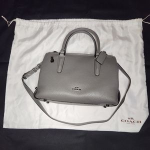 Coach grey gray pebble leather Coach purse handbag crossbody